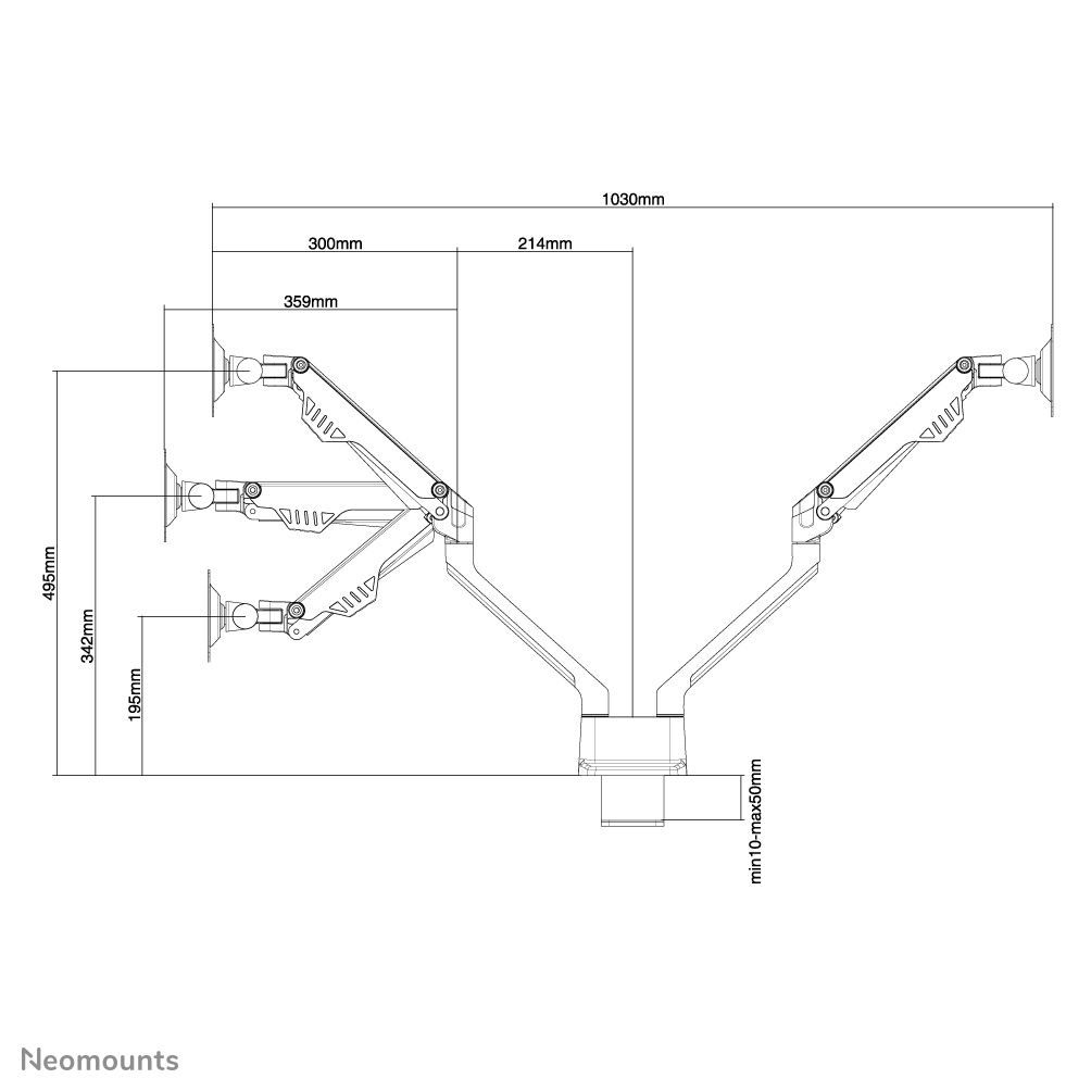 Neomounts FPMA-D750DSILVER Monitorarm 10-32" - gasveer - Topfix